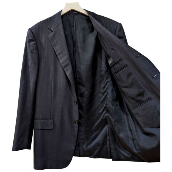 Ermenegildo Zegna x Neiman Marcus Black Wool Striped Three Button Blazer Sz 42US - Picture 3 of 10